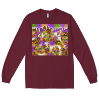 Burgundy Mardi Gras with king cake Long Sleeve Tee - NancyCooperArtShop