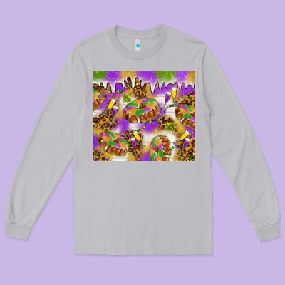 Mardi Gras With King Cake Long Sleeve Tee Designed By Nancycooperartshop
