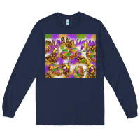 Navy Mardi Gras with king cake Long Sleeve Tee - NancyCooperArtShop