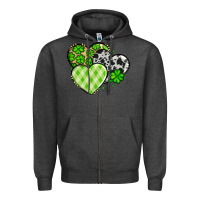 Charcoal Heather St. Patrick's Day cowhide hearts Zipper Hoodie - OliviaCreatesArt