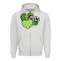 Dove Grey St. Patrick's Day cowhide hearts Zipper Hoodie - OliviaCreatesArt