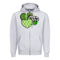 Heather Grey St. Patrick's Day cowhide hearts Zipper Hoodie - OliviaCreatesArt