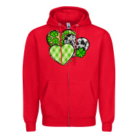 Red St. Patrick's Day cowhide hearts Zipper Hoodie - OliviaCreatesArt