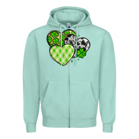Seafoam St. Patrick's Day cowhide hearts Zipper Hoodie - OliviaCreatesArt