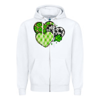 White St. Patrick's Day cowhide hearts Zipper Hoodie - OliviaCreatesArt