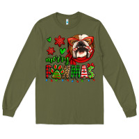 Army Green merry pawmas christmas bulldog Long Sleeve Tee - Jasminsmagicworld