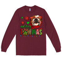 Burgundy merry pawmas christmas bulldog Long Sleeve Tee - Jasminsmagicworld