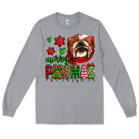 Heather Grey merry pawmas christmas bulldog Long Sleeve Tee - Jasminsmagicworld