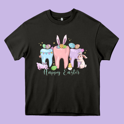 Happy Easter Teeth Heavy Core Tee Designed By Maliassmallbusiness