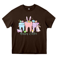 Chocolate Brown happy easter teeth Heavy Core Tee - MaliasSmallBusiness