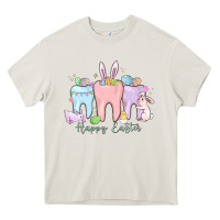 Cream happy easter teeth Heavy Core Tee - MaliasSmallBusiness