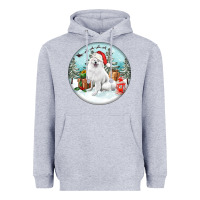 Heather Grey Christmas samoyed dog Heavyweight Hoodie - FaDigitalArtStudio