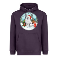 Plum Christmas samoyed dog Heavyweight Hoodie - FaDigitalArtStudio