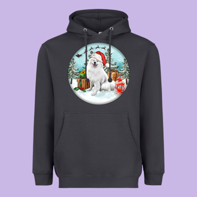 Christmas Samoyed Dog Heavyweight Hoodie Designed By Fadigitalartstudio