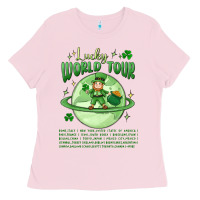 Bubblegum Pink lucky world tour st. patricks day Ladies Tee - MaliasSmallBusiness