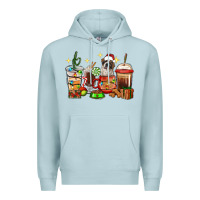 Blue Mist Christmas coffee cups with Saint Bernard Premium Hoodie - RanaPortraitStore