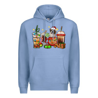 Colony Blue Christmas coffee cups with Saint Bernard Premium Hoodie - RanaPortraitStore