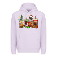Lilac Christmas coffee cups with Saint Bernard Premium Hoodie - RanaPortraitStore