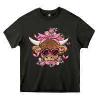 Asphalt cow with flowers and butterflies Heavy Core Tee - MaliasSmallBusiness