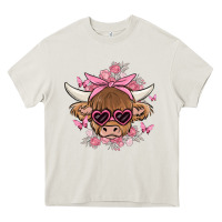 Cream cow with flowers and butterflies Heavy Core Tee - MaliasSmallBusiness