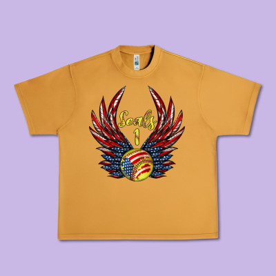 Angel Wings Softball Urban Heavy Tee Designed By Jasminsmagicworld