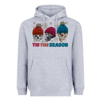 Heather Grey tis the season skull winter Heavyweight Hoodie - FaDigitalArtStudio