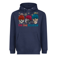 Navy tis the season skull winter Heavyweight Hoodie - FaDigitalArtStudio