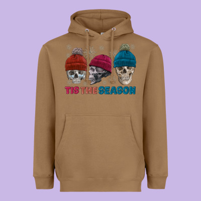 Tis The Season Skull Winter Heavyweight Hoodie Designed By Fadigitalartstudio