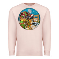 Pale Pink Christmas  farm animals Premium Sweatshirt - FaDigitalArtStudio