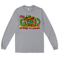 Heather Grey With God All Things Are Possible Mexico Long Sleeve Tee - texasbilliewilder