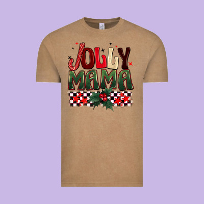 Christmas Jolly Mama Vintage Tee Designed By Barkaloodesign