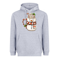 Heather Grey Christmas Snowman Coffee Cup Heavyweight Hoodie - FaDigitalArtStudio