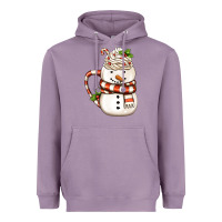 Lavender Christmas Snowman Coffee Cup Heavyweight Hoodie - FaDigitalArtStudio