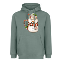 Sage Christmas Snowman Coffee Cup Heavyweight Hoodie - FaDigitalArtStudio
