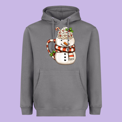 Christmas Snowman Coffee Cup Heavyweight Hoodie Designed By Fadigitalartstudio