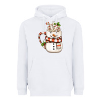 White Christmas Snowman Coffee Cup Heavyweight Hoodie - FaDigitalArtStudio