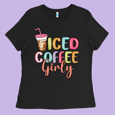 Iced Coffee Girly Ladies Tee Designed By Maliassmallbusiness