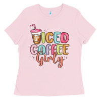 Bubblegum Pink iced coffee girly Ladies Tee - MaliasSmallBusiness