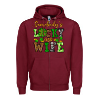 Burgundy St. Patrick's Somebody’s lucky ass wife Zipper Hoodie - OliviaCreatesArt