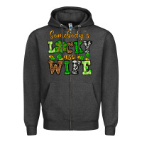 Charcoal Heather St. Patrick's Somebody’s lucky ass wife Zipper Hoodie - OliviaCreatesArt