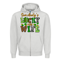 Dove Grey St. Patrick's Somebody’s lucky ass wife Zipper Hoodie - OliviaCreatesArt