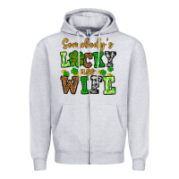 Heather Grey St. Patrick's Somebody’s lucky ass wife Zipper Hoodie - OliviaCreatesArt