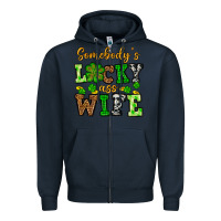 Navy St. Patrick's Somebody’s lucky ass wife Zipper Hoodie - OliviaCreatesArt