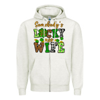 Oatmeal Heather St. Patrick's Somebody’s lucky ass wife Zipper Hoodie - OliviaCreatesArt