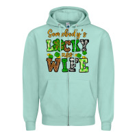 Seafoam St. Patrick's Somebody’s lucky ass wife Zipper Hoodie - OliviaCreatesArt