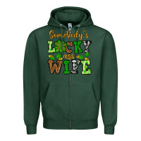 Sports Green St. Patrick's Somebody’s lucky ass wife Zipper Hoodie - OliviaCreatesArt