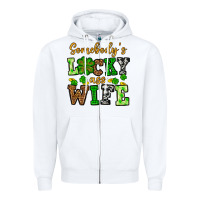 White St. Patrick's Somebody’s lucky ass wife Zipper Hoodie - OliviaCreatesArt