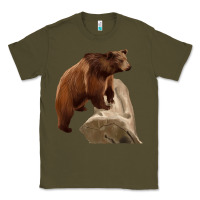Army Green California Grizzly Bear Classic Tee - RanaPortraitStore