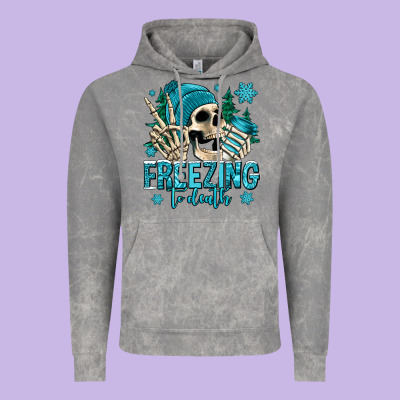 Freezing To Death Winter Skull Vintage Hoodie Designed By Jasminsmagicworld