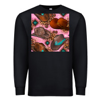 Black western cowboy hat seamless pattern Premium Sweatshirt - BundleAndBundleShop